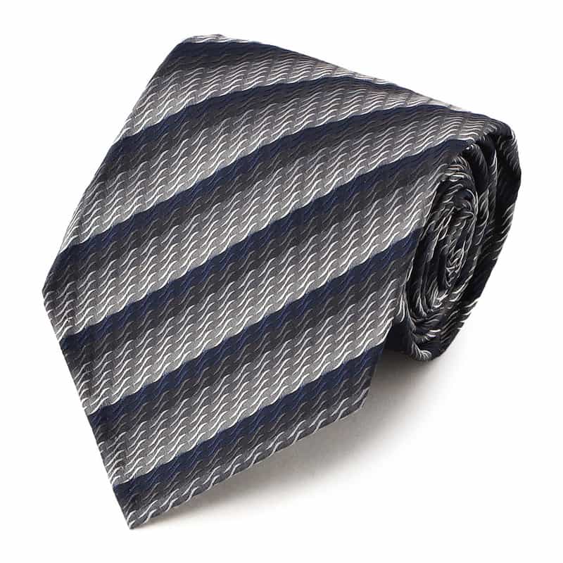 GIANNI FONTANA ノヴェピエゲウェーブストライプ柄タイ GRAY