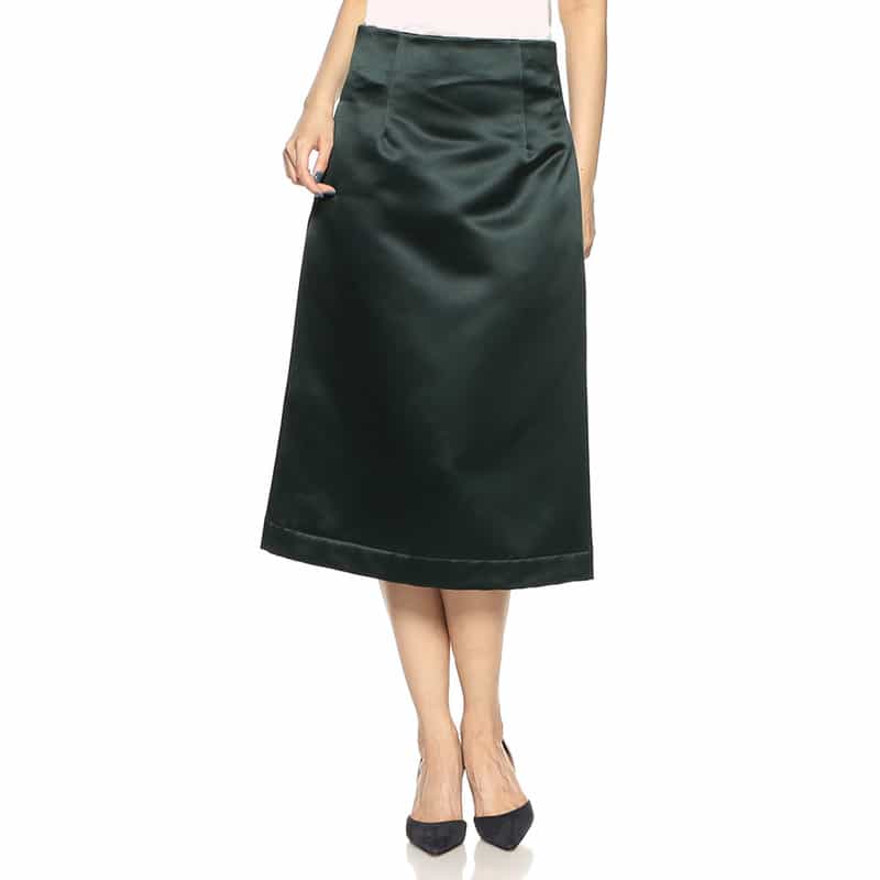 BARNEYS NEW YORK シャイニーミディスカート DARK GREEN
