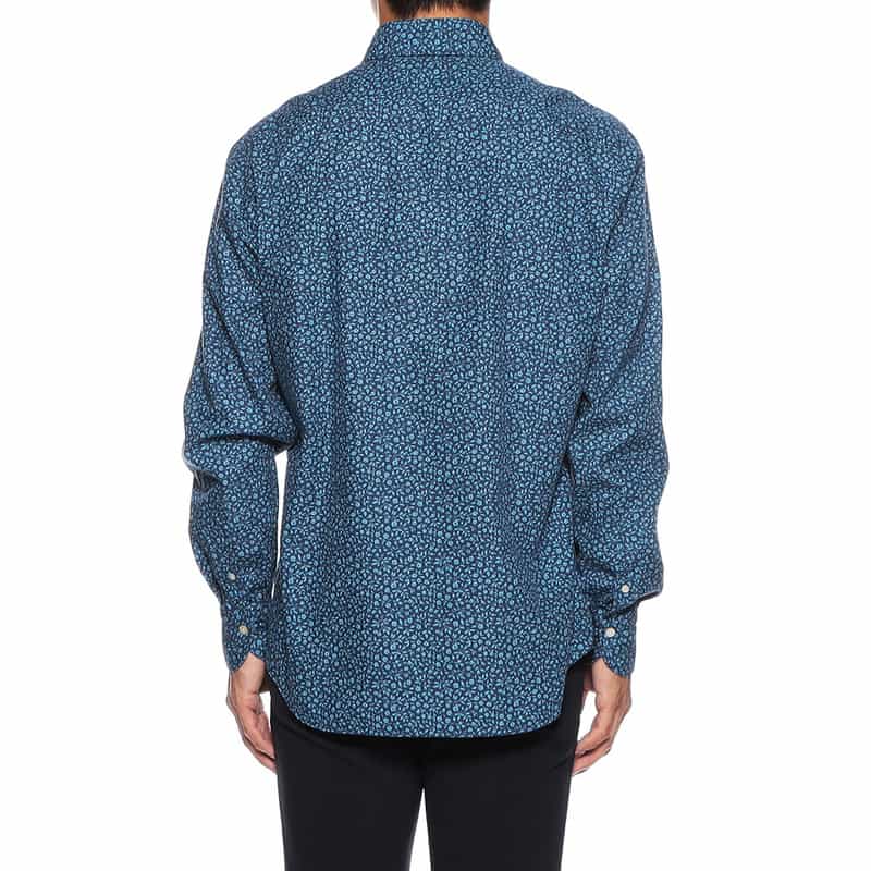 FINAMORE フラワープリントシャツ NAVY