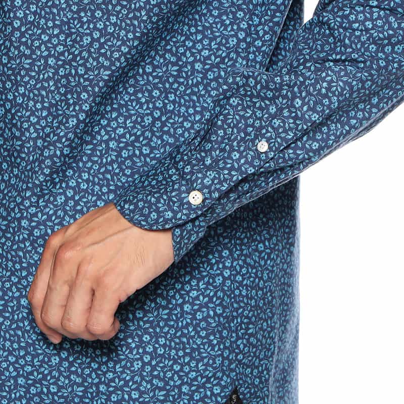 FINAMORE フラワープリントシャツ NAVY