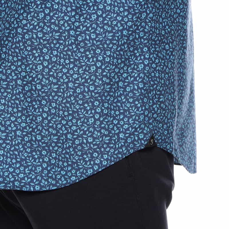 FINAMORE フラワープリントシャツ NAVY