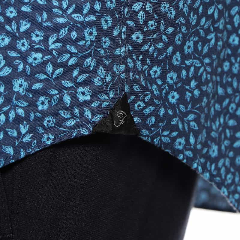 FINAMORE フラワープリントシャツ NAVY