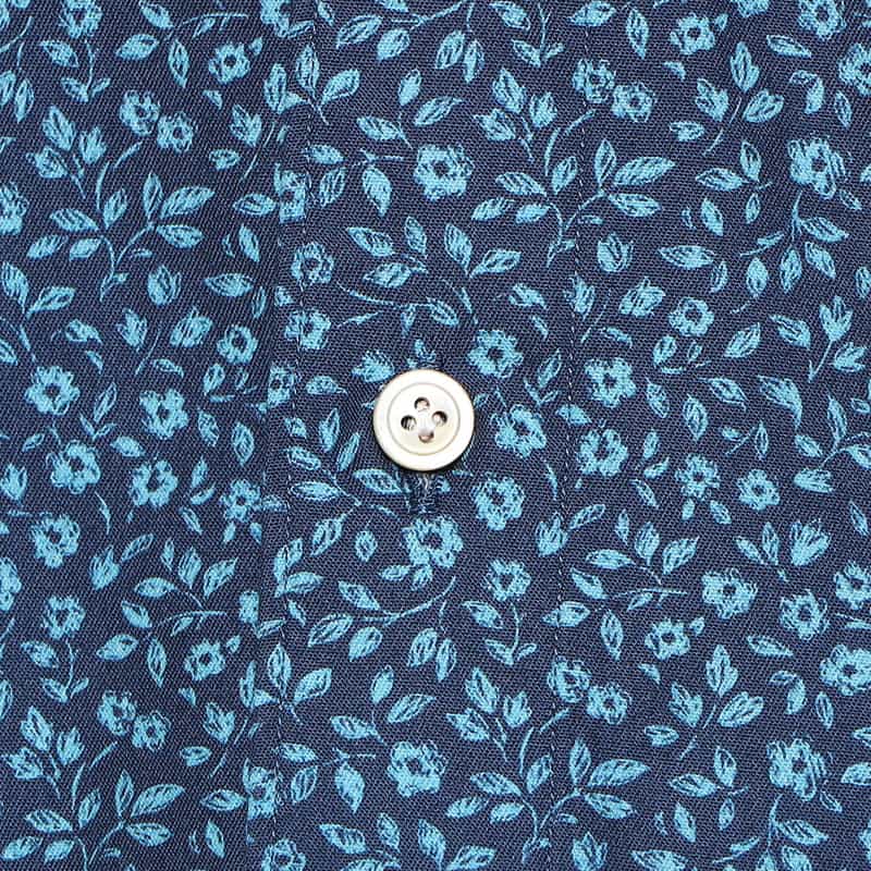 FINAMORE フラワープリントシャツ NAVY