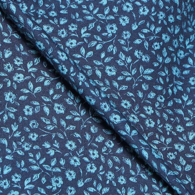 FINAMORE フラワープリントシャツ NAVY