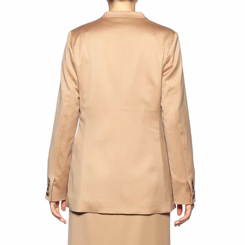 BARNEYS NEW YORK セットアップシャイニーノーカラージャケット BEIGE