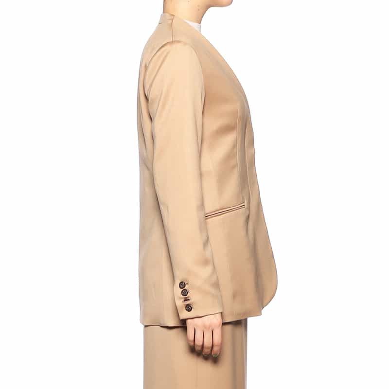 BARNEYS NEW YORK セットアップシャイニーノーカラージャケット BEIGE