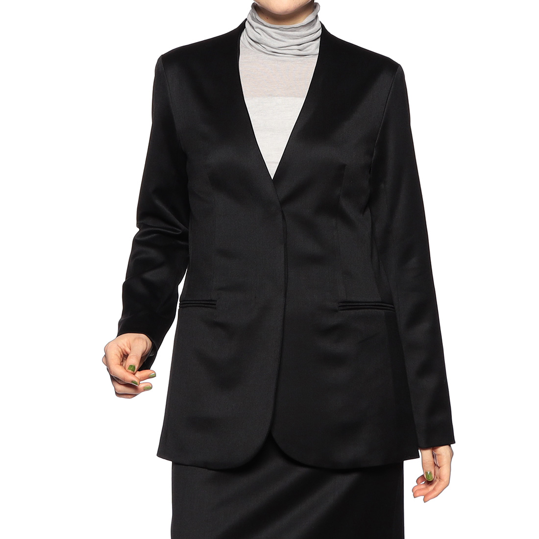 セットアップシャイニーノーカラージャケット