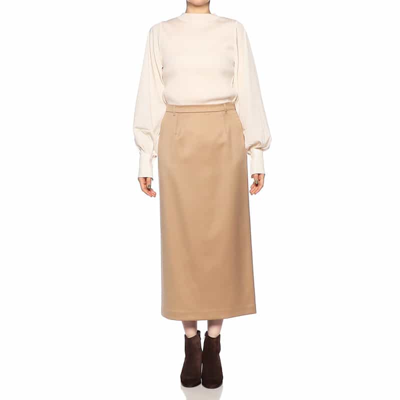 BARNEYS NEW YORK セットアップシャイニーストレッチIラインスカート BEIGE