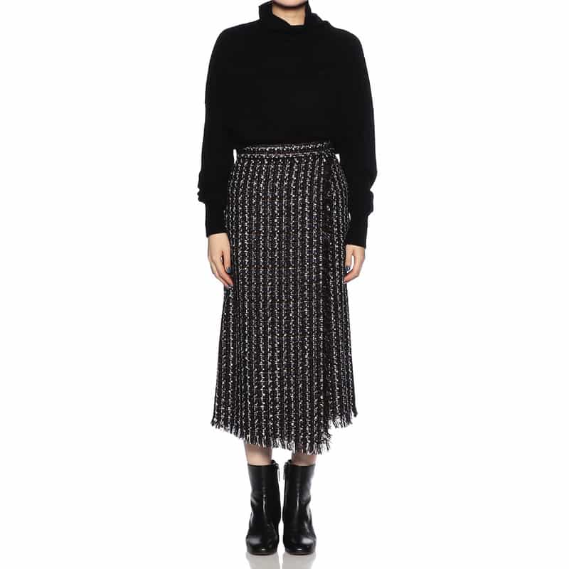 BARNEYS NEW YORK ツィードラップスカート NAVY