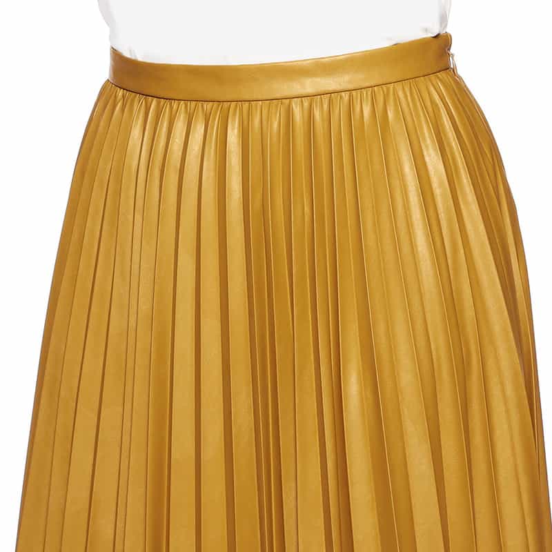 BARNEYS NEW YORK フェイクレザーアシンメトリープリーツスカート YELLOW