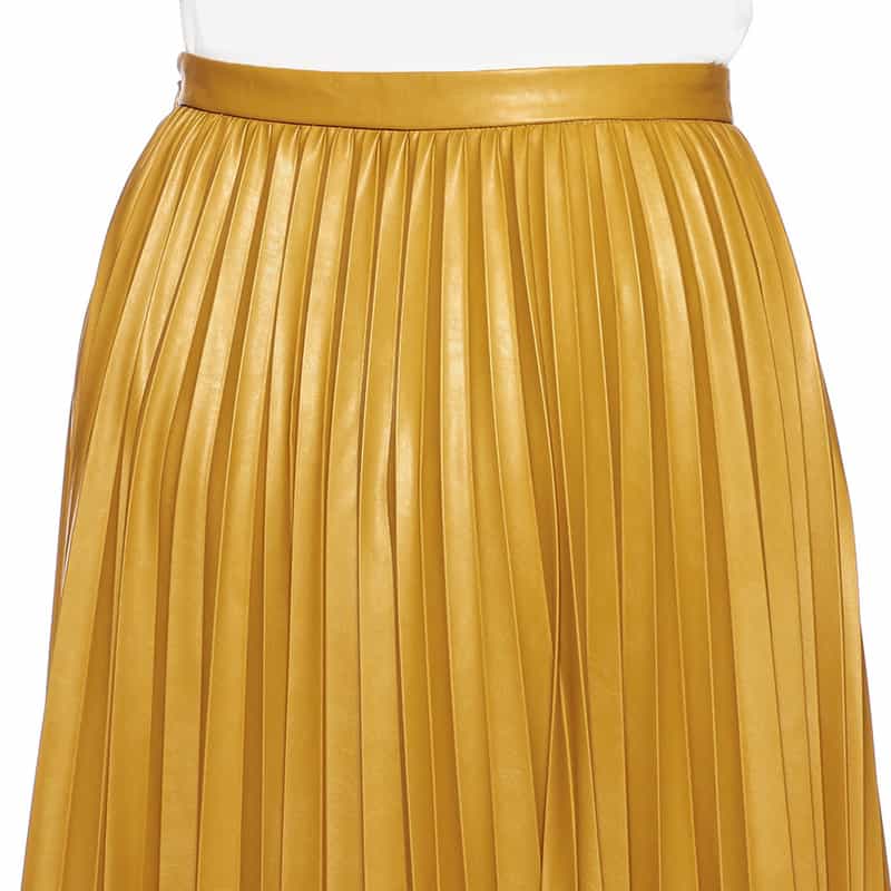 BARNEYS NEW YORK フェイクレザーアシンメトリープリーツスカート YELLOW