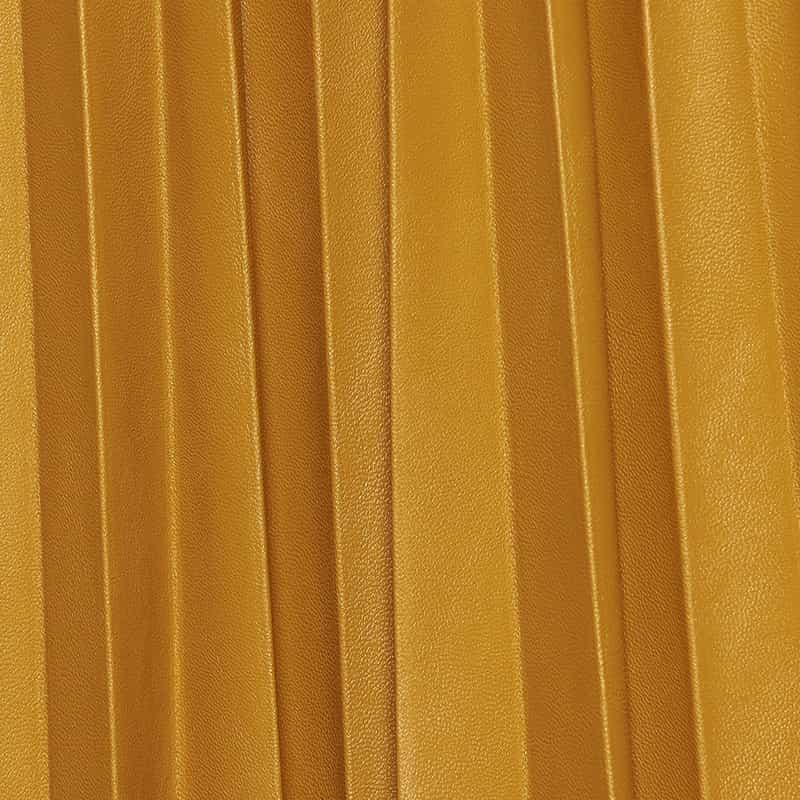 BARNEYS NEW YORK フェイクレザーアシンメトリープリーツスカート YELLOW