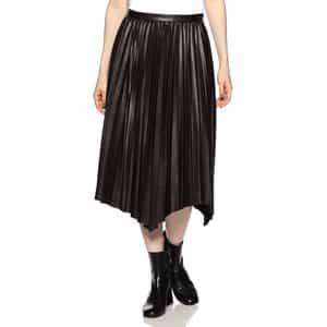 フェイクレザーアシンメトリープリーツスカート