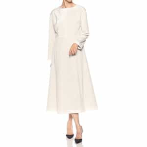 フロッキーストライプ柄ドレス