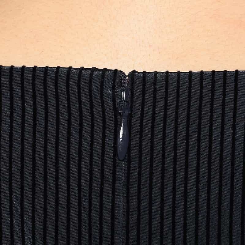 BARNEYS NEW YORK フロッキーストライプ柄ドレス BLACK