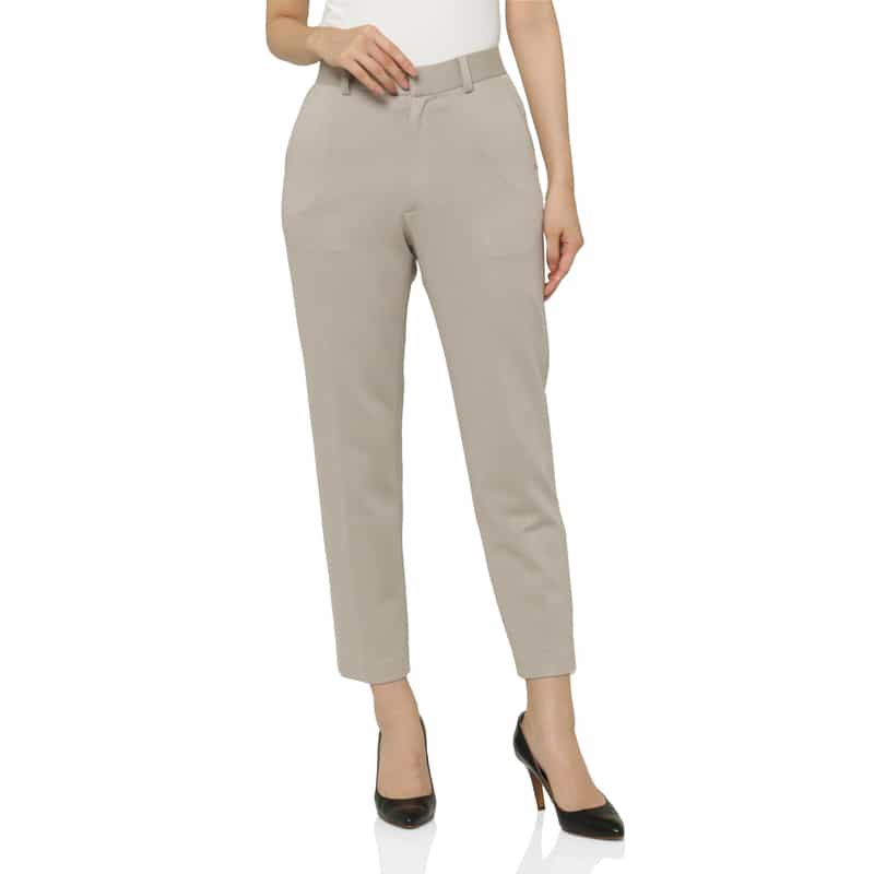 BARNEYS NEW YORK デュアルウォーム素材テーパードパンツ GRAY BEIGE