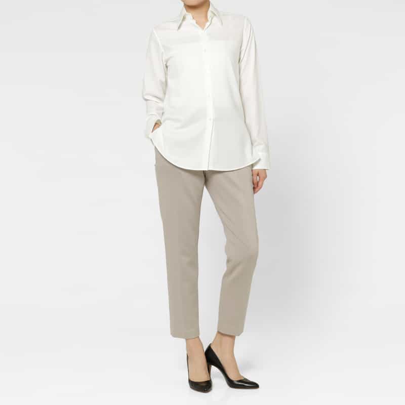 BARNEYS NEW YORK デュアルウォーム素材テーパードパンツ GRAY BEIGE