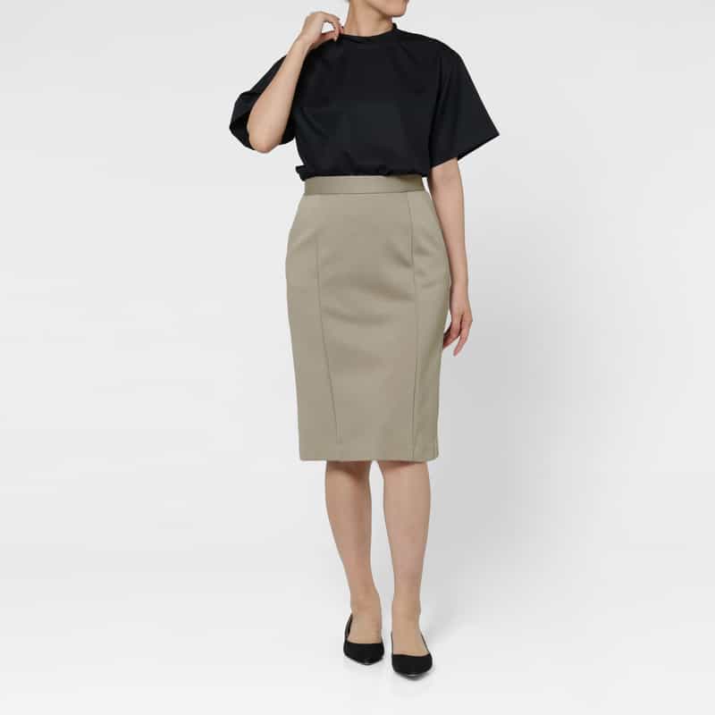 BARNEYS NEW YORK ウォッシャブル デュアルウォーム素材タイトスカート GRAY BEIGE