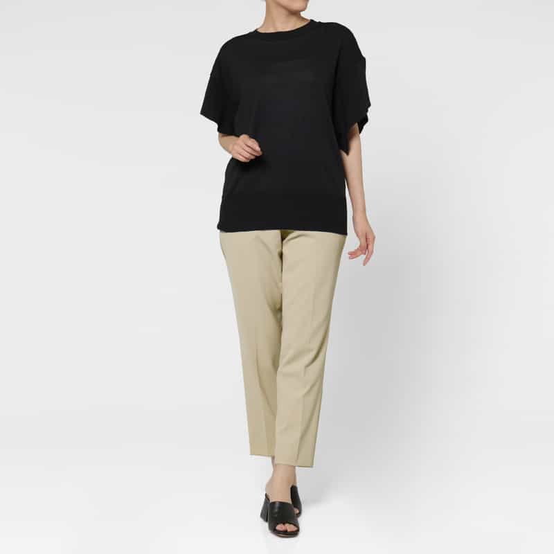 BARNEYS NEW YORK ダブルクロス素材テーパードパンツ BEIGE