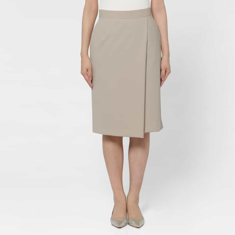 BARNEYS NEW YORK ダブルクロス素材 ラップデザインスカート BEIGE