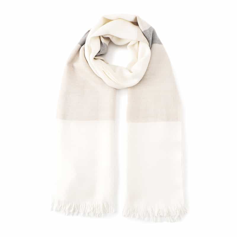 ARIANNA カシミヤ×シルク パネル柄スカーフ IVORY