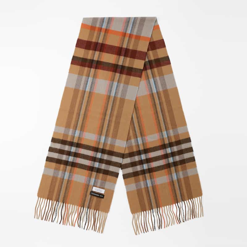 BARNEYS NEW YORK カシミヤ100％チェック柄スカーフ（30×164） CAMEL
