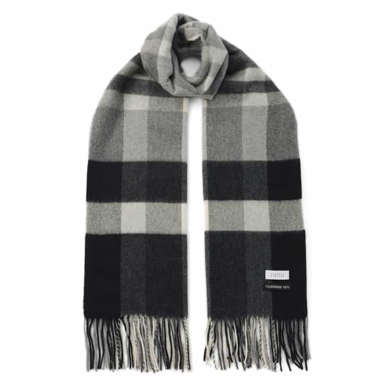 BARNEYS NEW YORK カシミヤ100％チェック柄スカーフ（60×180） BLACK
