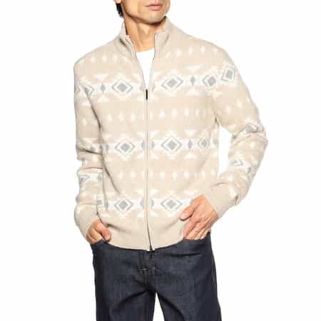 ネイティブ柄カシミヤドライバーズカーディガン