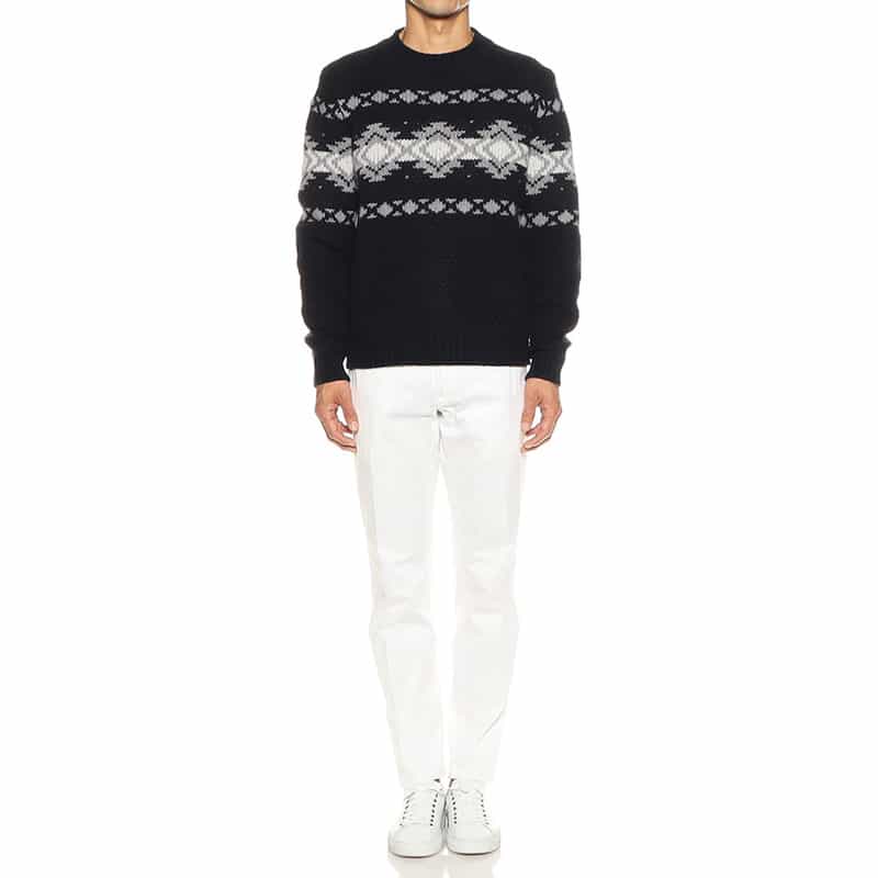 MAURO OTTAVIANI ネイティブ柄クルーネックニットプルオーバー NAVY