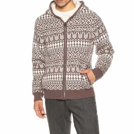 ノルディック柄カシミヤジップアップフーディ