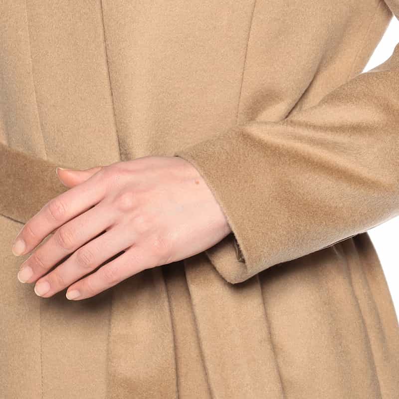 BARNEYS NEW YORK ファー襟付きカシミヤステンカラーコート CAMEL