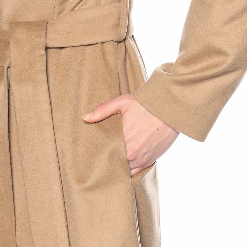 BARNEYS NEW YORK ファー襟付きカシミヤステンカラーコート CAMEL