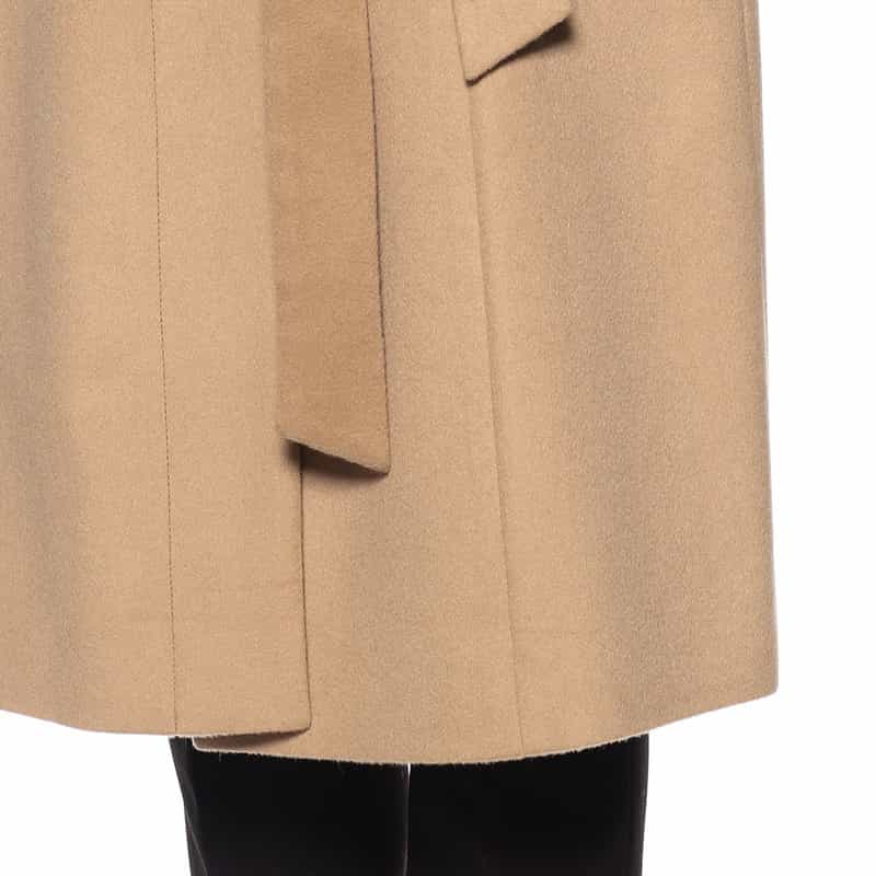 BARNEYS NEW YORK ファー襟付きカシミヤステンカラーコート CAMEL