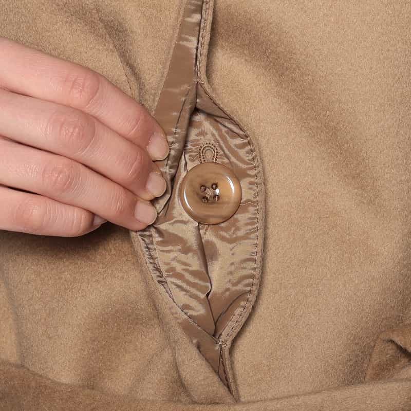 BARNEYS NEW YORK ファー襟付きカシミヤステンカラーコート CAMEL