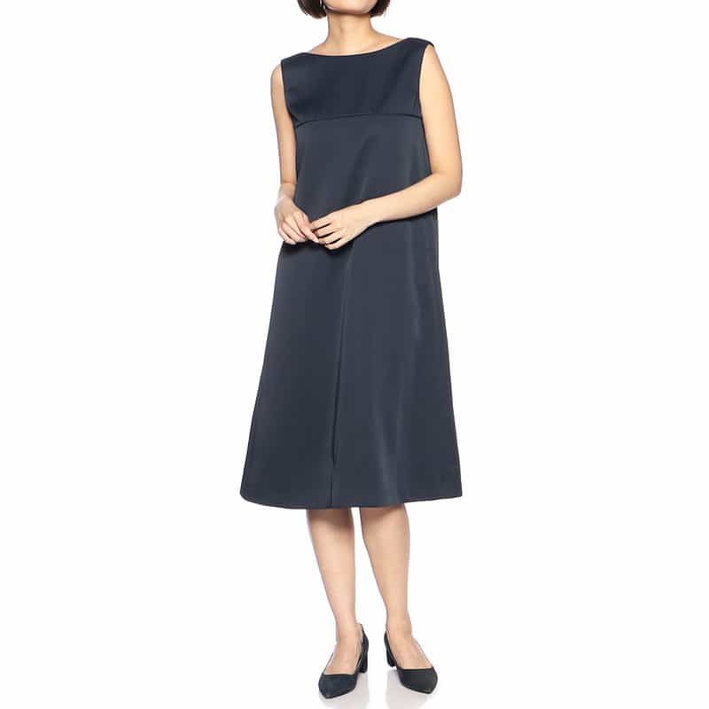 BARNEYS NEW YORK セットアップバックリボンAラインドレス NAVY