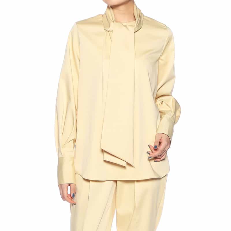 BARNEYS NEW YORK セットアップウォッシャブル ボウタイブラウス LIGHT YELLOW
