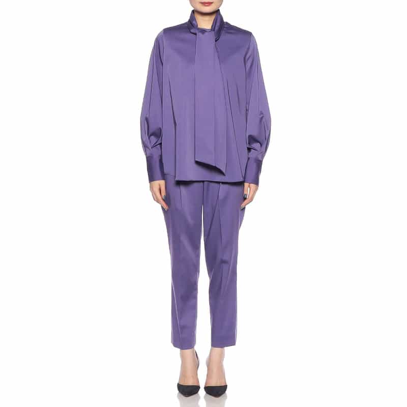 BARNEYS NEW YORK セットアップウォッシャブル ボウタイブラウス PURPLE
