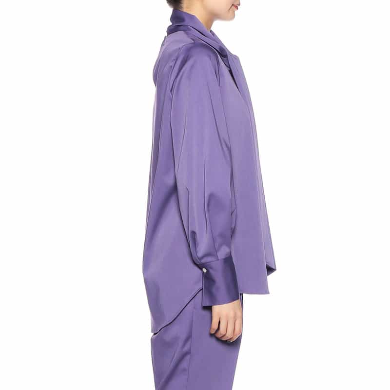 BARNEYS NEW YORK セットアップウォッシャブル ボウタイブラウス PURPLE