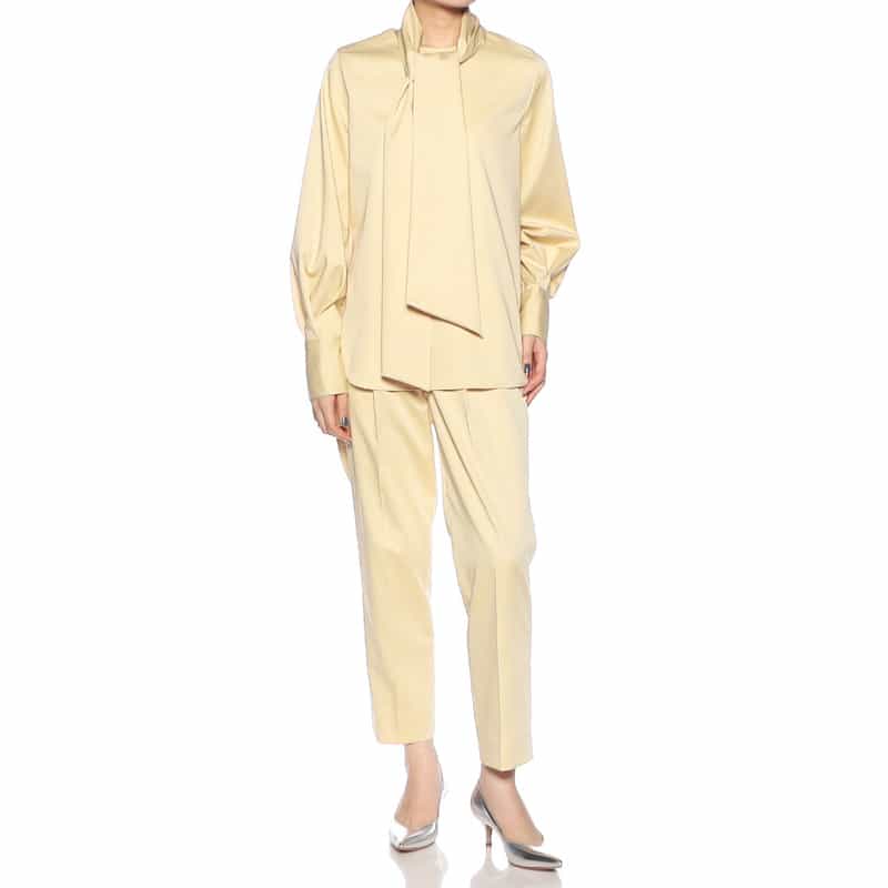 BARNEYS NEW YORK セットアップウォッシャブル バックウエストゴムパンツ LIGHT YELLOW