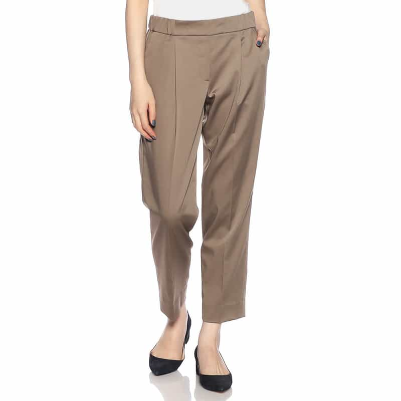 BARNEYS NEW YORK セットアップウォッシャブル バックウエストゴムパンツ BROWN