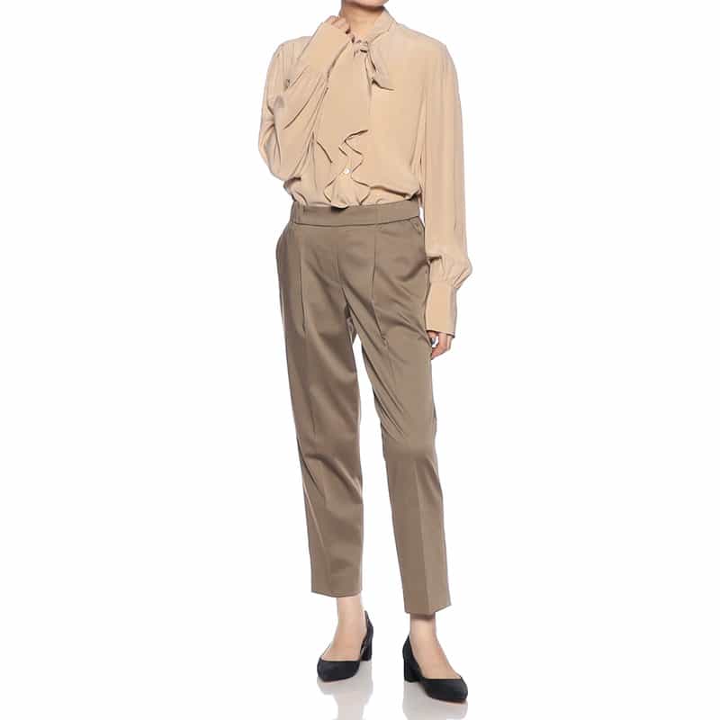 BARNEYS NEW YORK セットアップウォッシャブル バックウエストゴムパンツ BROWN