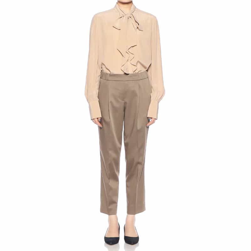 BARNEYS NEW YORK セットアップウォッシャブル バックウエストゴムパンツ BROWN