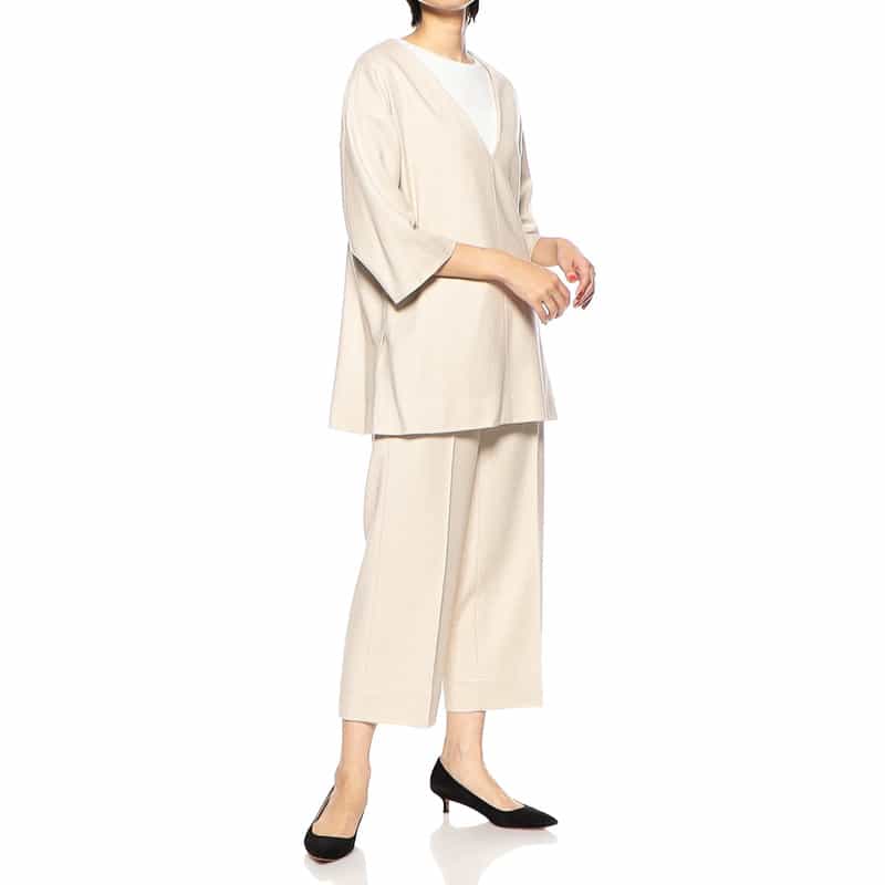 BARNEYS NEW YORK セットアップツイードワイドクロップドパンツ LT BEIGE