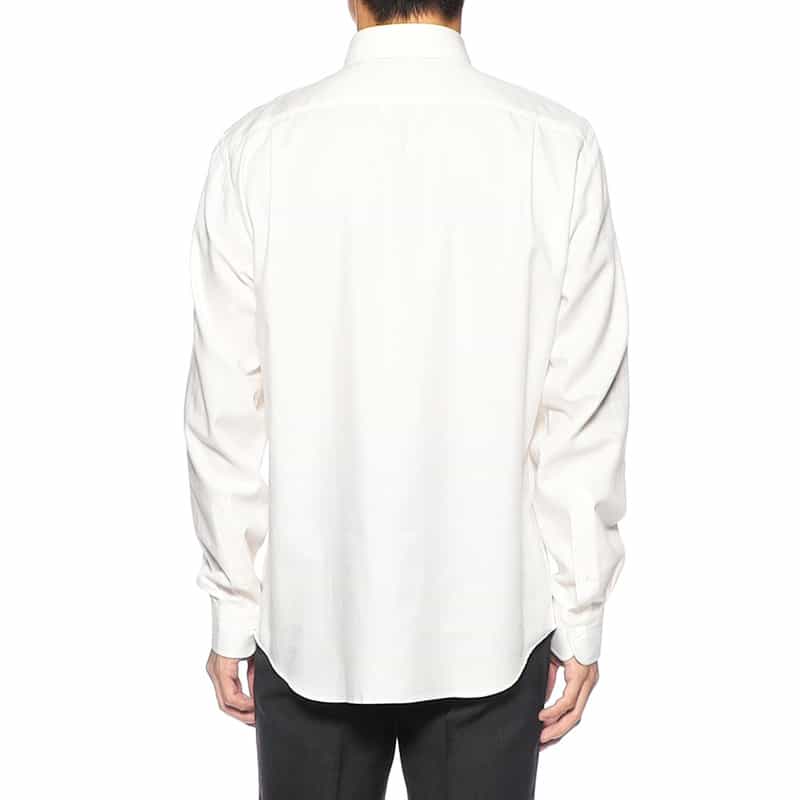 BARNEYS NEW YORK コットン×カシミヤ ヘリンボーンシャツ WHITE