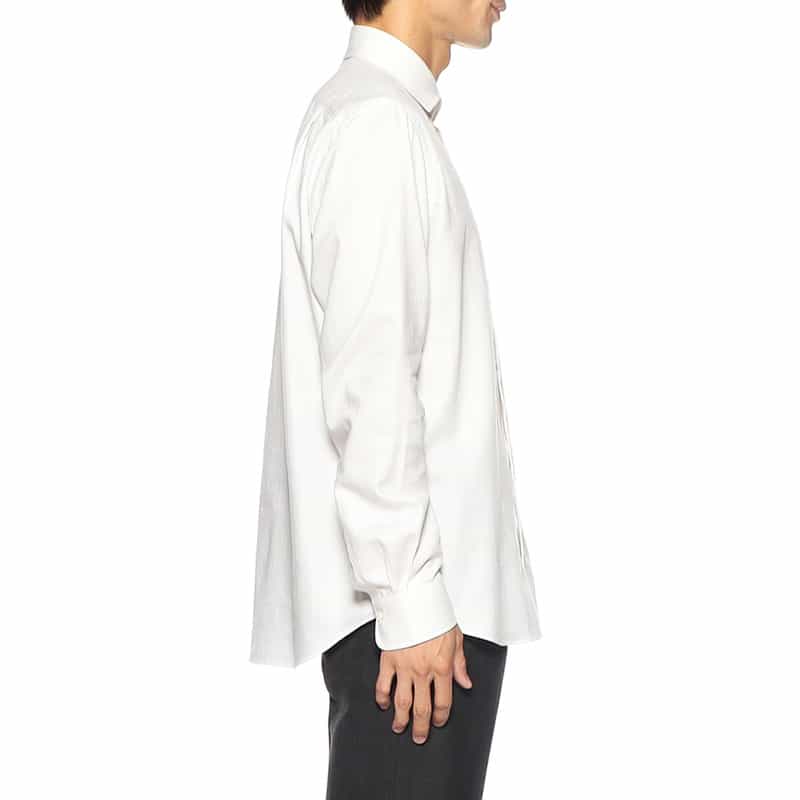 BARNEYS NEW YORK コットン×カシミヤ ヘリンボーンシャツ WHITE