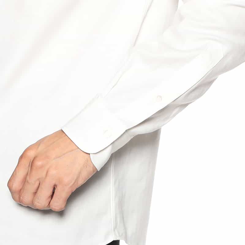 BARNEYS NEW YORK コットン×カシミヤ ヘリンボーンシャツ WHITE