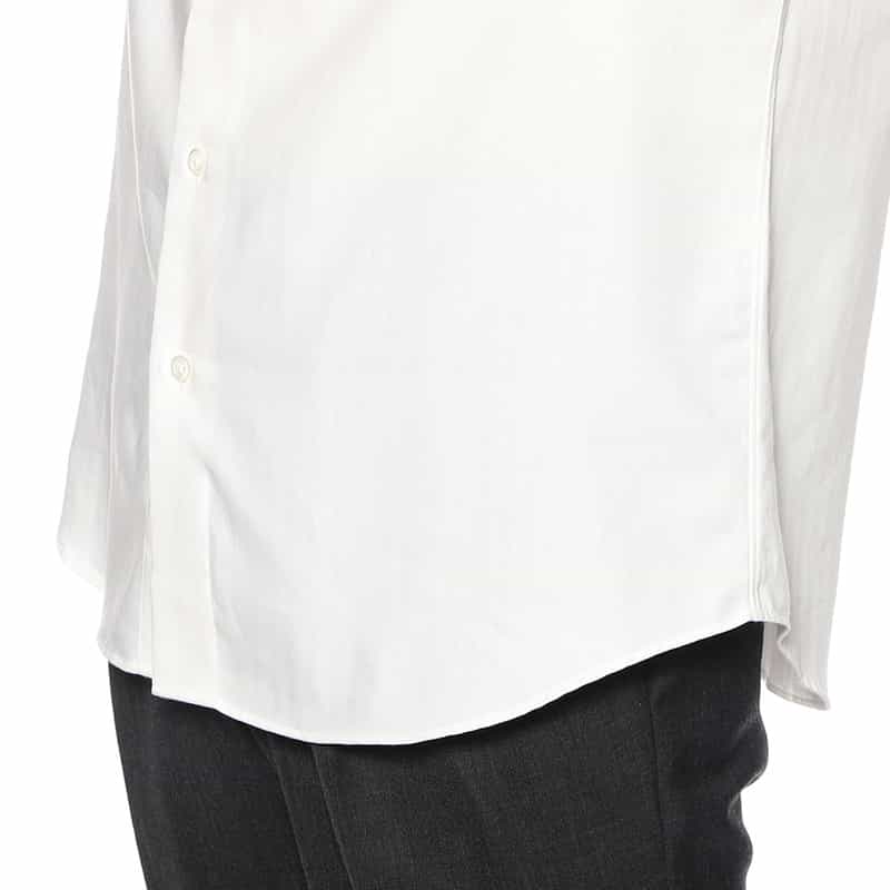 BARNEYS NEW YORK コットン×カシミヤ ヘリンボーンシャツ WHITE