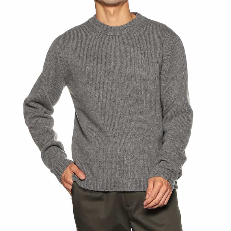 NOMIAMO カシミヤクルーネックニットプルオーバー GRAY