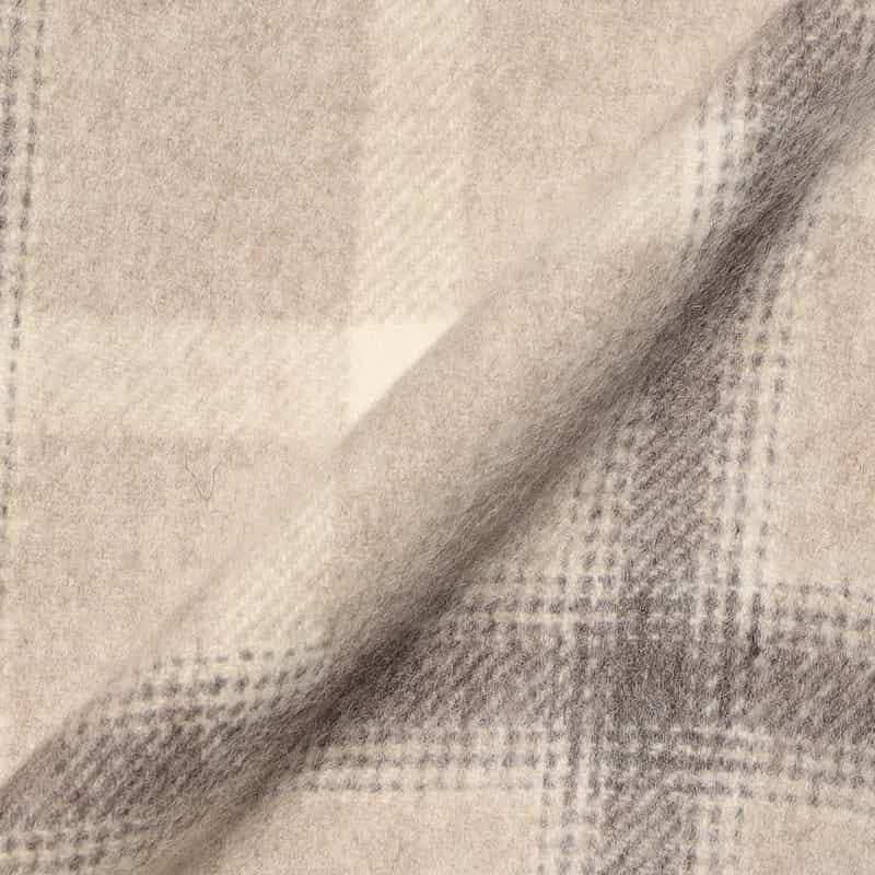 BARNEYS NEW YORK ウール素材 チェック柄ノーカラー コート BEIGE