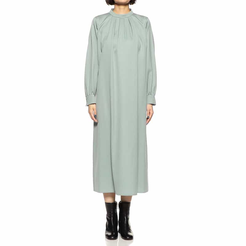 BARNEYS NEW YORK ウォッシャブルバンドカラータックドレス LIGHT BLUE